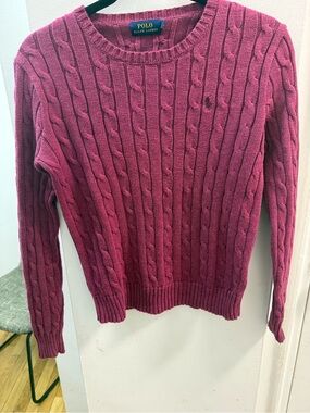 Ralph Lauren Cable Knit Crew Sweater - Raspberry